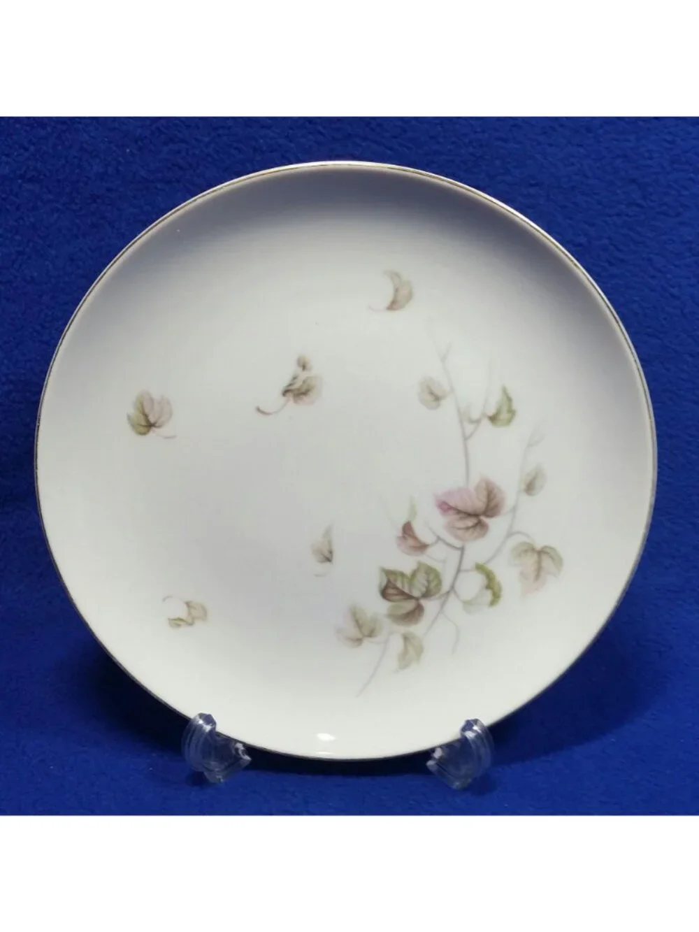 Vintage Yamaka Breeze Salad Plate 674 Pink Brown and Green Leaves 1950's MCM